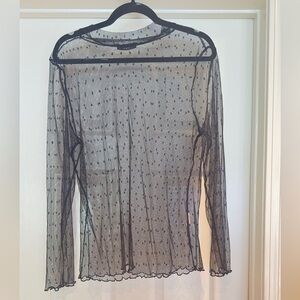 SHEIN Super Cute Sheer Black Long Sleeve Top (JUNIOR PLUS)